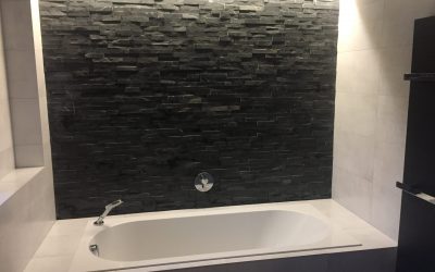 Master bathroom and ensuite with split face slate Tile